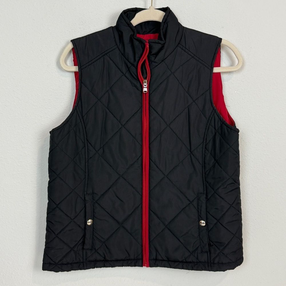 Lauren Ralph Lauren Black Red Quilted Puffer Vest PL